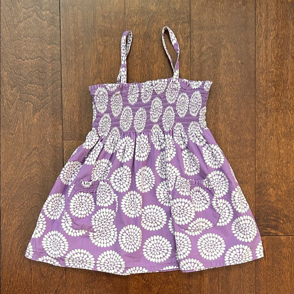 Hanna Andersson Lavender and White Smocked Top, Size 6/7